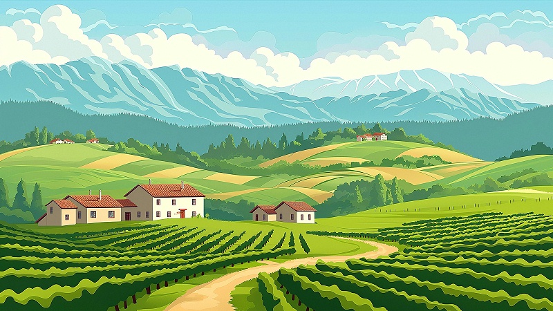 花瓣素材_風(fēng)光通用插畫鄉(xiāng)間田野圖片背景圖片素材_193517181